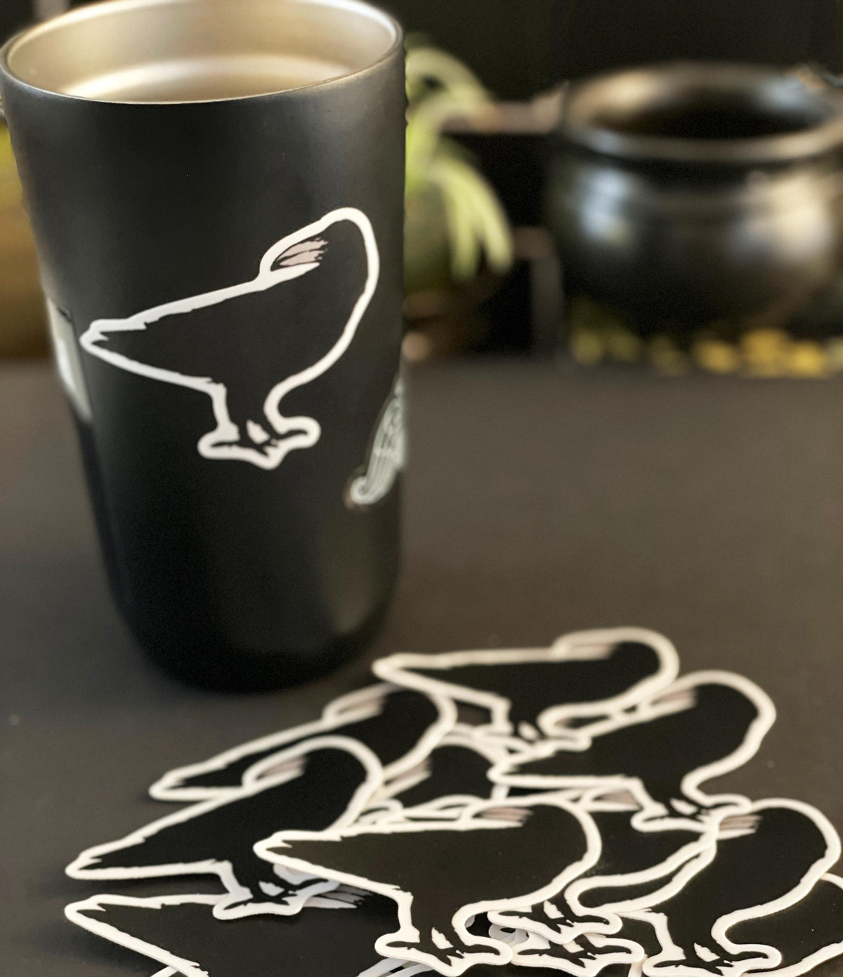 Gothic Raven Sticker: Waterproof Matte Vinyl, Halloween Decor