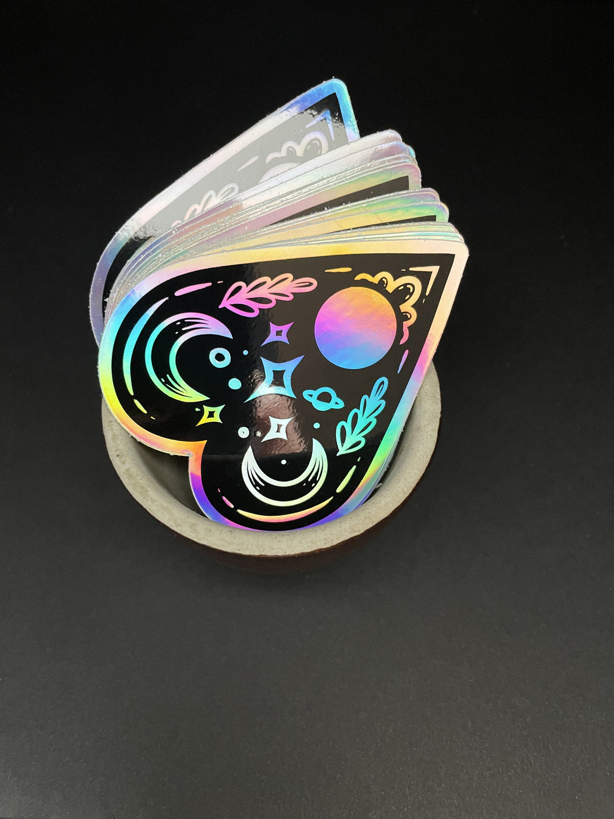 Holographic Planchette Halloween Sticker, Spooky Season, Witchy Ouija Sticker, Waterproof Decal