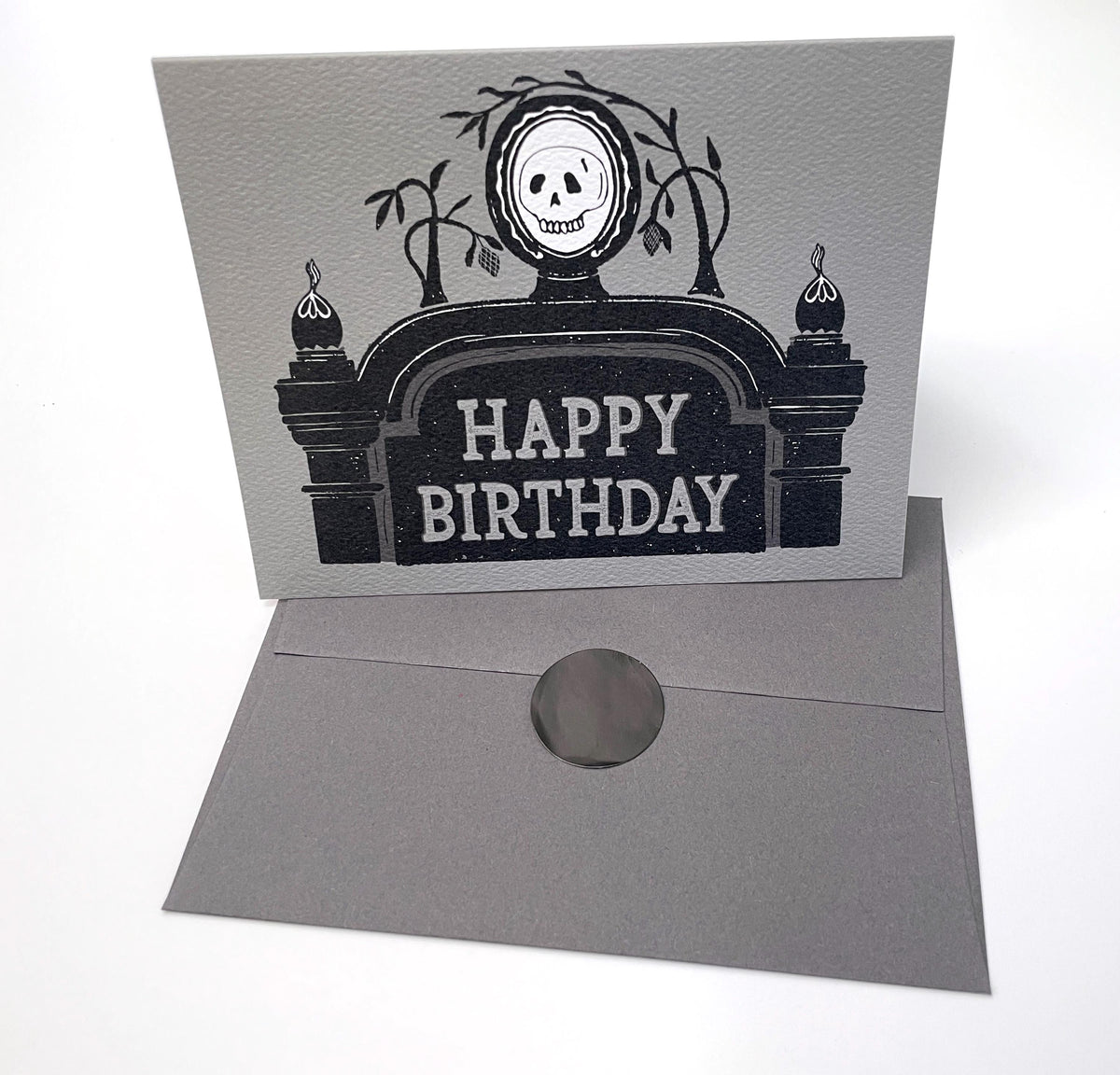 Old Gravestone Happy Birthday Card Goth Stationery