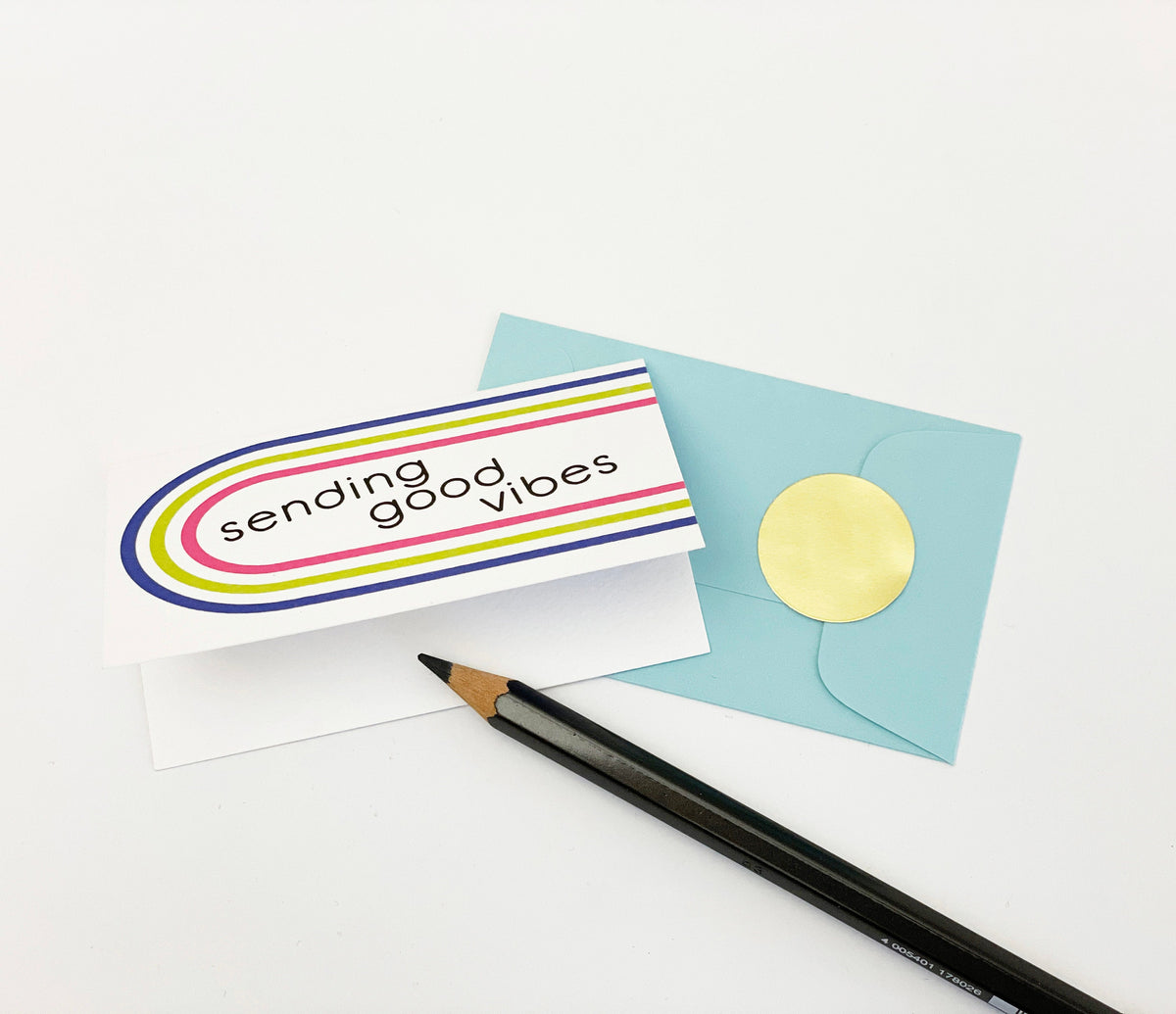 Sending Good Vibes Mini Card: 80's Style Blank Note