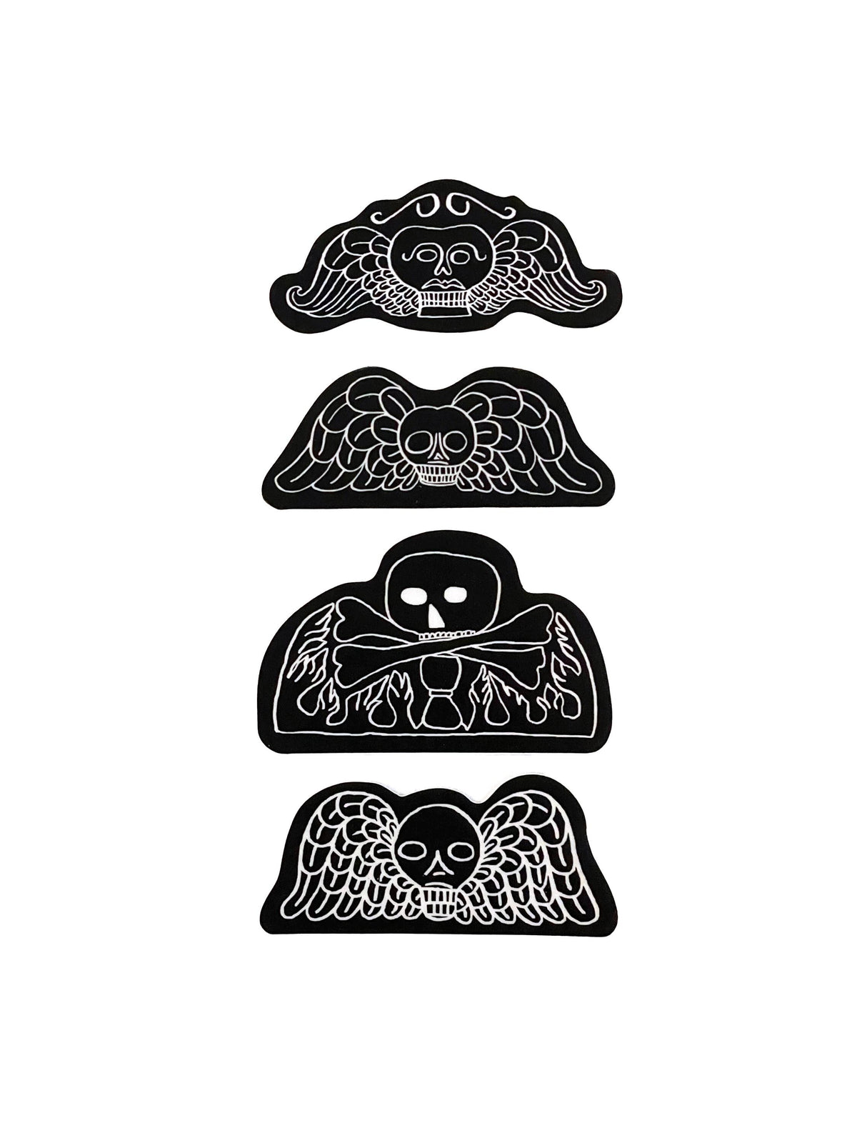 Momento Mori Vinyl Stickers - Death's Head Gravestone Art, Set of 4