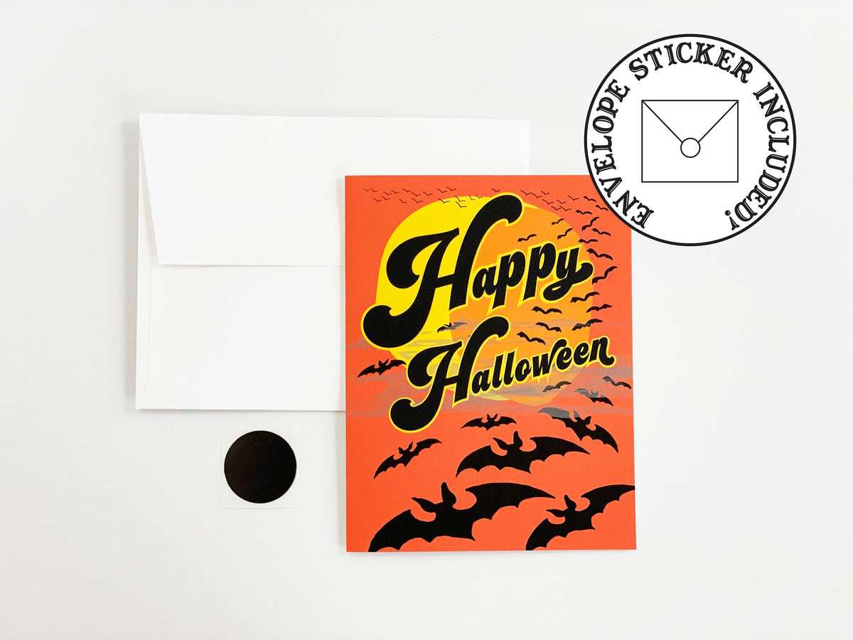 Happy Halloween Card|Halloween Card | Spooky Season Card|Halloween Bats | Fun Halloween Card|Alternative Thank You Card| Bats Stationery