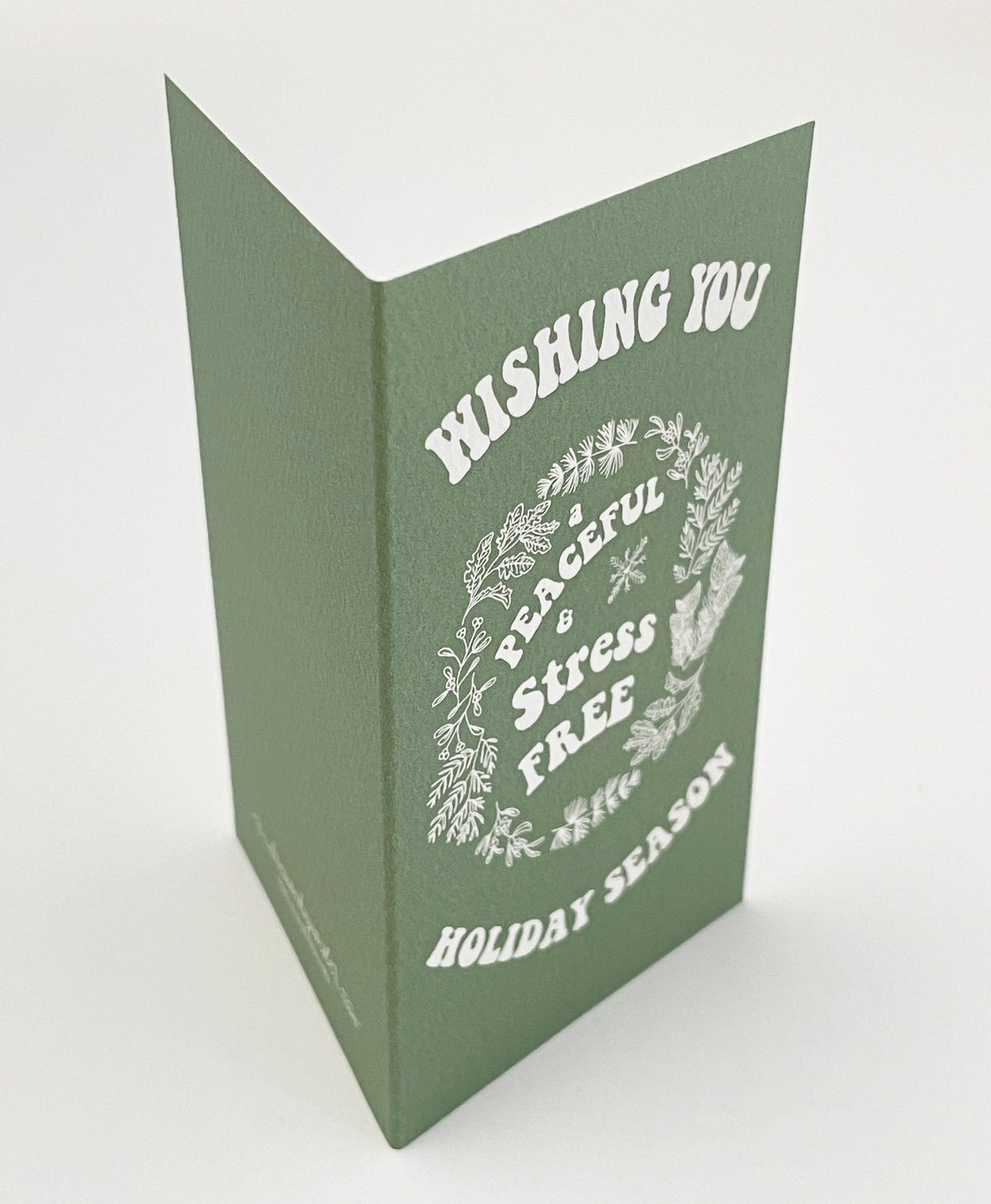 Peaceful Holiday Mini Card | Green, Kraft Envelope & Gold Sticker