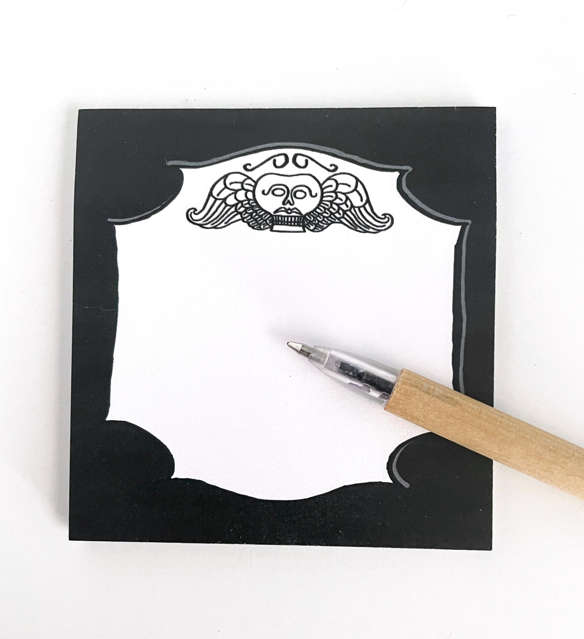 Gothic Momento Mori Sticky Note Pad, Goth Themed Stationery