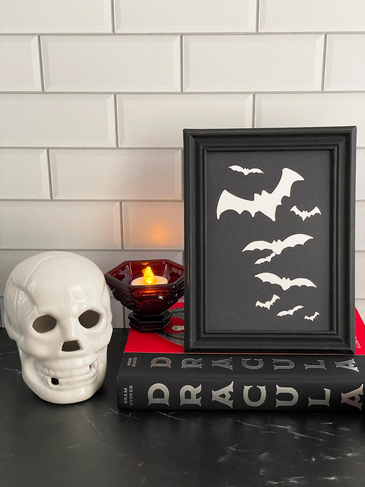 Halloween Classic Icon Art Print Set: Ghost, Bats, Spiderweb (5x7 inch) Spooky