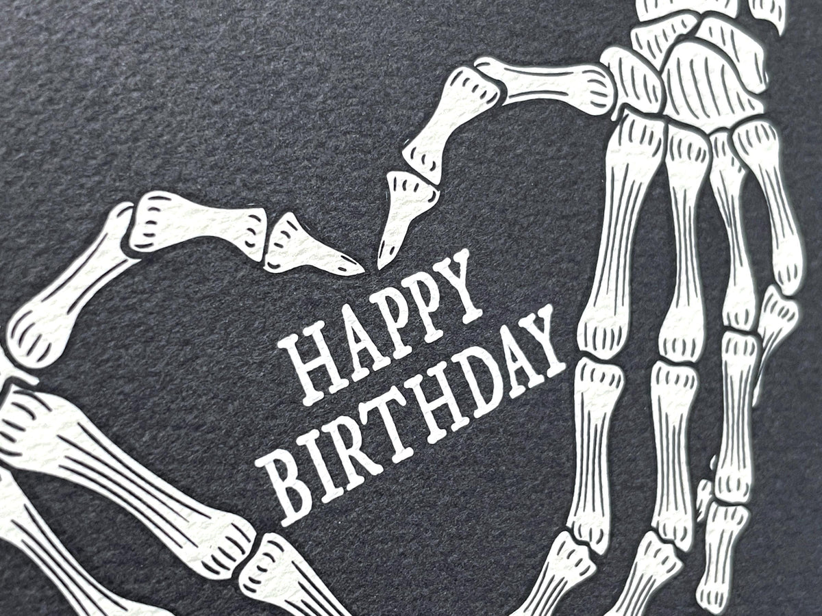Goth Skeleton Heart Hands Birthday Card