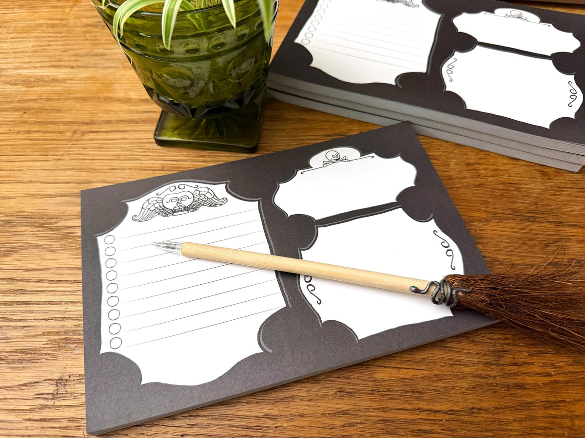 Momento Mori Daily Notepad, Goth Stationery 5.5x8.5"