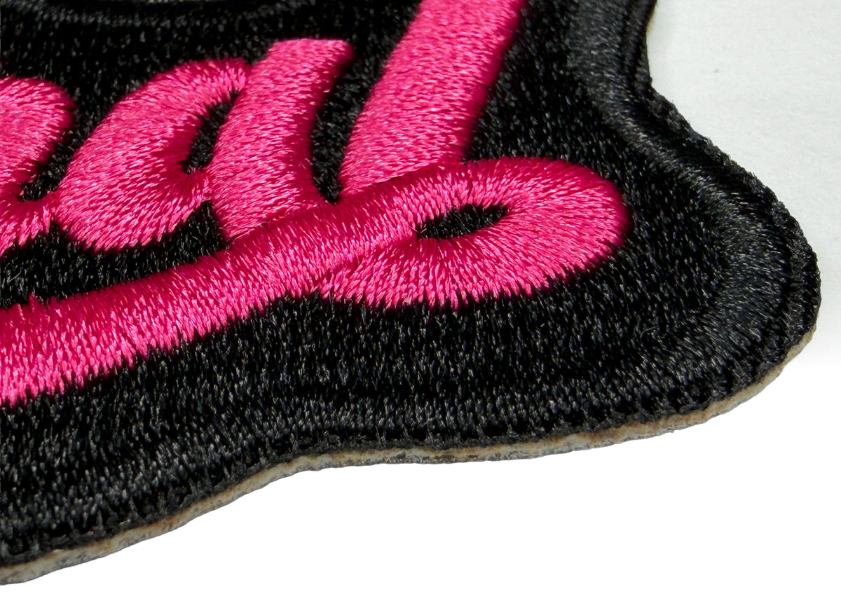 Feral Pink and Black Embroidered Iron-on Patch