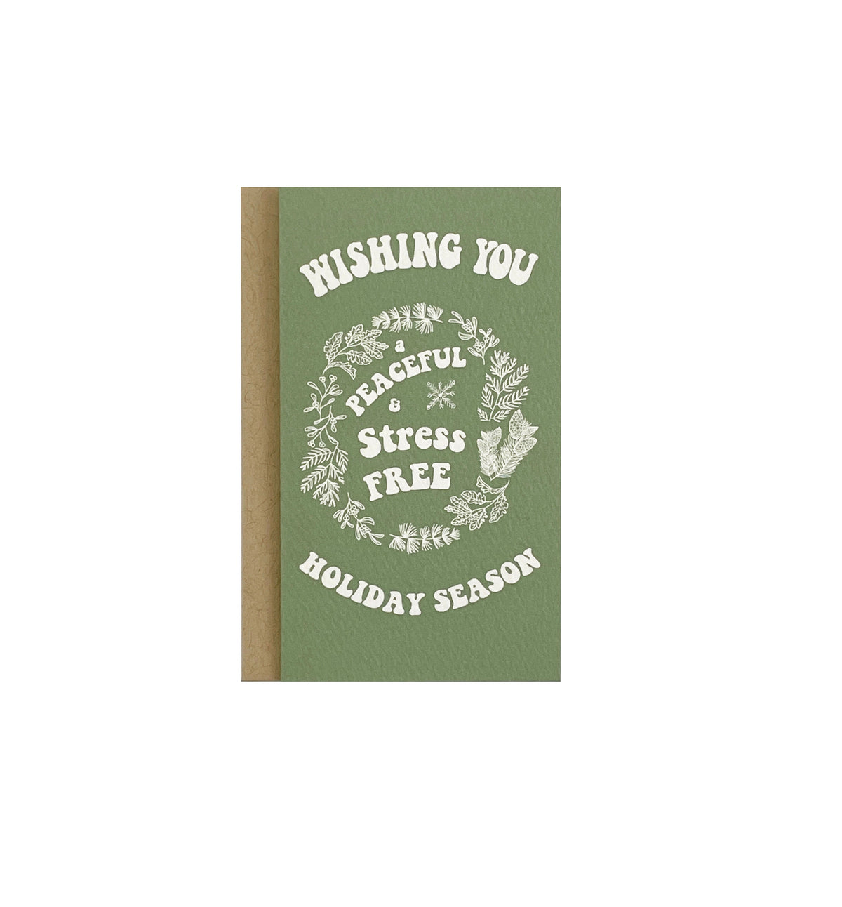 Peaceful Holiday Mini Card | Green, Kraft Envelope & Gold Sticker