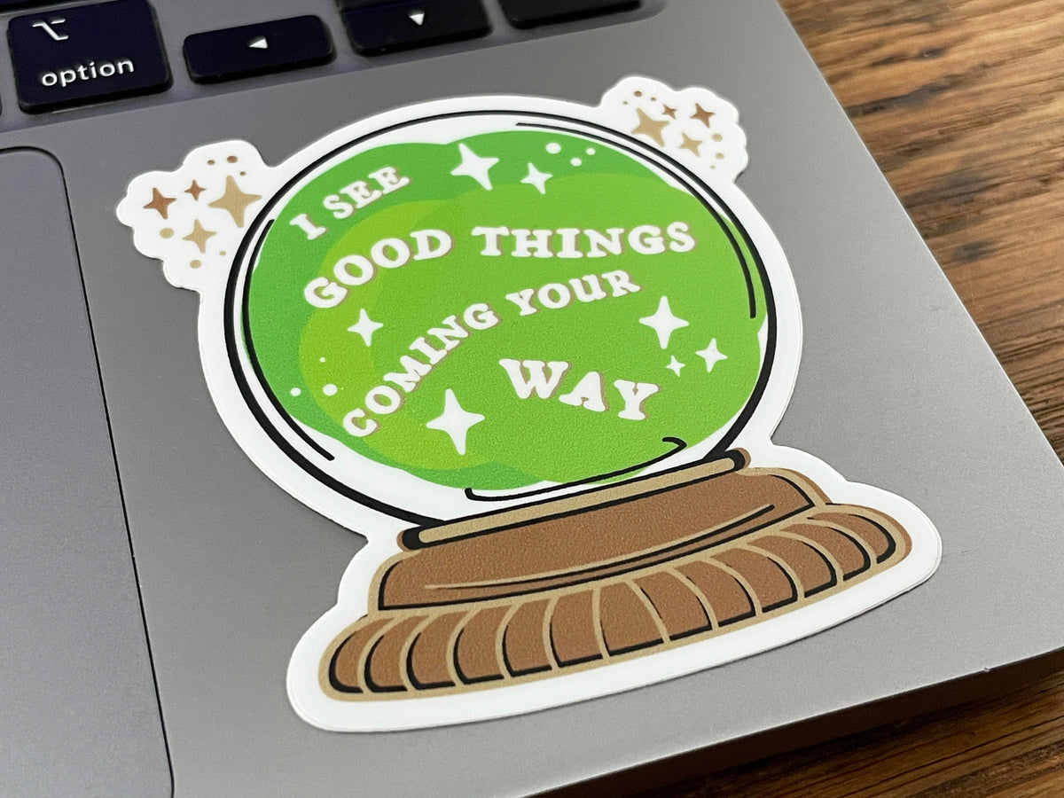 Crystal Ball, Fortune Teller Vinyl Sticker 2.75 x 3 inch, Witchy Sticker Waterproof Decal