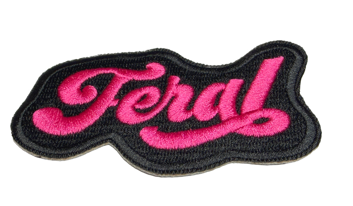 Feral Pink and Black Embroidered Iron-on Patch